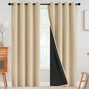 SimpleHome Beige 100 Blackout Curtains Room Darkening