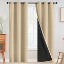 SimpleHome Beige 100 Blackout Curtains Room Darkening