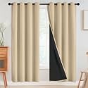 SimpleHome Beige 100 Blackout Curtains Room Darkening