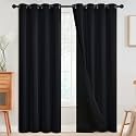 SimpleHome Black 100 Blackout Curtains Room Darkening