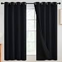 SimpleHome Black 100 Blackout Curtains Room Darkening