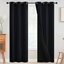 SimpleHome Black 100 Blackout Curtains Room Darkening