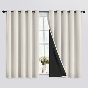 SimpleHome Cream 100 Blackout Curtains Room Darkening