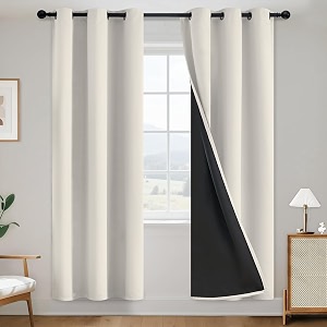 SimpleHome Cream 100 Blackout Curtains Room Darkening