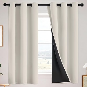 SimpleHome Cream 100 Blackout Curtains Room Darkening