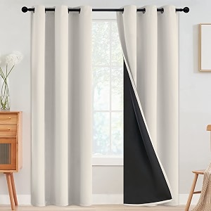 SimpleHome Cream 100 Blackout Curtains Room Darkening