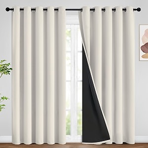 SimpleHome Cream 100 Blackout Curtains Room Darkening