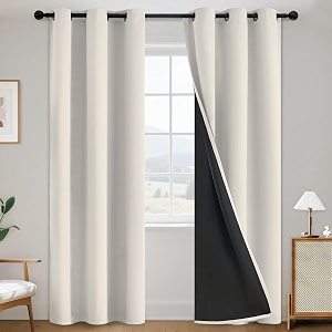 SimpleHome Cream 100 Blackout Curtains Room Darkening