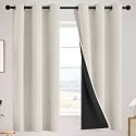 SimpleHome Cream 100 Blackout Curtains Room Darkening
