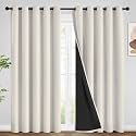 SimpleHome Cream 100 Blackout Curtains Room Darkening