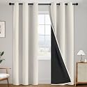 SimpleHome Cream 100 Blackout Curtains Room Darkening