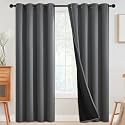 SimpleHome Grey 100 Blackout Curtains Room Darkening