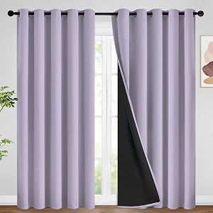 SimpleHome Lilac 100 Blackout Curtains Room Darkening