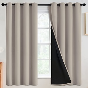 SimpleHome Natural 100 Blackout Curtains Room Darkening