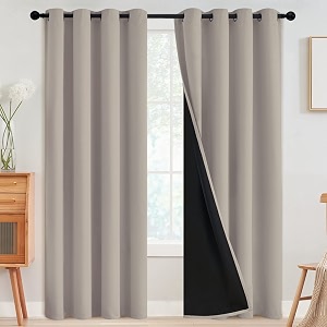 SimpleHome Natural 100 Blackout Curtains Room Darkening