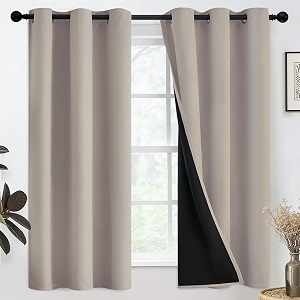 SimpleHome Natural 100 Blackout Curtains Room Darkening