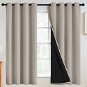 SimpleHome Natural 100 Blackout Curtains Room Darkening