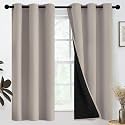 SimpleHome Natural 100 Blackout Curtains Room Darkening