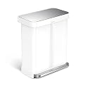 simplehuman 58L Liner Rim Rectangular Recycler, 24L+ 34L, White