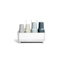 simplehuman Bottle Dock, Fast Drying Bottle Rack with Steel Frame &amp; Diatomaceous Earth Base, Three-Compartment Organizer for Tumblers, Caps &amp; Straws, Built-in Straw Holder, White