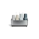 simplehuman Bottle Dock, Fast Drying Bottle Rack with Steel Frame & Diatomaceous Earth Base, Three-Compartment Organizer for Tumblers, Caps & Straws, Built-in Straw Holder, Brushed Stainless Steel