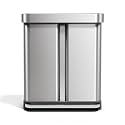 simplehuman Step Recycler, 58L / 15.3 Gallon Dual Compartment Kitchen Trash Can, 150,000-Step Pedal, Lid Shox® Technology, Liner Rim System, Liner Pocket®, Brushed Stainless Steel with Plastic Lid