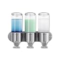 simplehuman Triple Wall Mount Pumps, Hotel-Grade Refillable 3-Chamber Shampoo Conditioner Body Wash Shower Dispenser, T-Bar Lever, No-Drill Install, for Bathrooms, Hotels, and Airbnbs, Stainless Steel