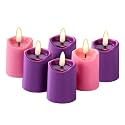 Simplelight Advent Candles, Timer, Battery Included, Purple&amp;Pink, Set of 6