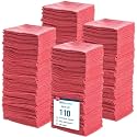 Simpli-Magic Cotton Shop Towels 14"x12" (110 Pack) – Reusable Cleaning Shop Rags for Automobiles, Industries, Garage and Homes (Red)
