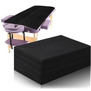 disposable bedsheet 30 gsm  non-woven black massage table sheets for spa salon travel therapy hospital amp clinic  3234x7234 pack of 20