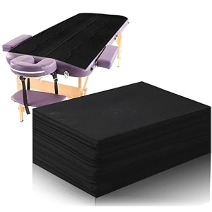 disposable bedsheet 30 gsm  non-woven black massage table sheets for spa salon travel therapy hospital amp clinic  3234x7234 pack of 30