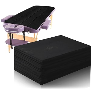 disposable bedsheet 30 gsm  non-woven black massage table sheets for spa salon travel therapy hospital amp clinic  3234x7234 pack of 40
