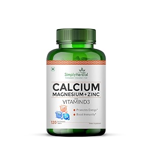 simply herbal calcium magnesium zinc vitamin d3 supplement tablet for men amp women with vitamin b12 promote bone density amp muscle growth helps to fight bone loss 120 tablets