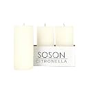 Simply Soson Citronella Candle - Citronella Scented Pillar Candles Ivory - 3x6 inch - 3 Pack - Long Lasting Burn Outside Candles for Garden Yard Balcony, Summer Camping