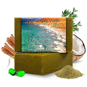 simply vedic dead sea clay cold pressed soap bar for deep pore cleansing detoxifying enriching nourishing hand-made organic natural paraben sulphate free for men women all skin face body bath100gms