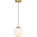 Simran Handicrafts 1 Light Globe Pendant Light, Adjustable Kitchen Hanging Ceiling Light, Satin Brass Finish, White Glass Shade, Corded Electric