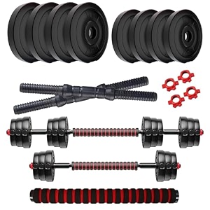 simran sports dumbbell set home gym pvc dumbbell weight plates set  3-in-1 extension-convertor rod  1 pair dumbbell rods  home gym equipments for men amp women black- 12kg combo