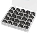 Simthread 25pcs Size A SA156 60WT Prewound Bobbin Thread - Black