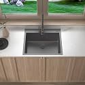 Sinber HT2522S-9-B 25" x 22" x 9" Drop In Single Bowl Kitchen Sink with 18 Gauge 304 Stainless Steel Black Finish (Sink Only)