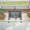 Sinber HT2522S-9-S 25" x 22" x 9" Drop In Single Bowl Kitchen Sink with 18 Gauge 304 Stainless Steel Satin Finish (Sink Only)