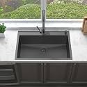 Sinber HT3322S-9-B 33" x 22" x 9" Drop In Single Bowl Kitchen Sink with 18 Gauge 304 Stainless Steel Black Finish (Sink Only)