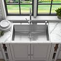 Sinber HT3322S-S-9 33" x 22" x 9" Drop In Single Bowl Kitchen Sink with 18 Gauge 304 Stainless Steel Satin Finish (Sink Only)
