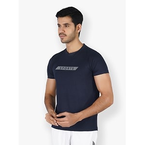 Men Stretchable Polyester Round Neck Gym Sports