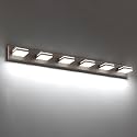SineRise LED Modern Bathroom Vanity Light Fixtures, Modern Acrylic Bathroom Wall Lighting Fixtures Over Mirror, 6-Light, 48-Inch, Brown, 100%-0% White