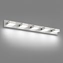 SineRise LED Modern Bathroom Vanity Light Fixtures, Modern Acrylic Bathroom Wall Lighting Fixtures Over Mirror, 5-Light, 40-Inch, Nickel, White