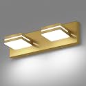 SineRise LED Modern Bathroom Vanity Light Fixtures, Modern Acrylic Bathroom Wall Lighting Fixtures Over Mirror, 2-Light, 15.5-Inch, Brass, White