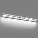 SineRise LED Modern Bathroom Vanity Light Fixtures, Modern Acrylic Bathroom Wall Lighting Fixtures Over Mirror, 7-Light, 55-Inch, Nickel, White