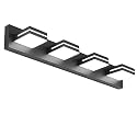 SineRise LED Modern Bathroom Vanity Light Fixtures, Modern Acrylic Bathroom Wall Lighting Fixtures Over Mirror, 4-Light, 30-Inch, Black, 100%-0% White