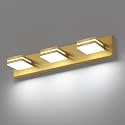 SineRise LED Modern Bathroom Vanity Light Fixtures, Modern Acrylic Bathroom Wall Lighting Fixtures Over Mirror, 3-Light, 24-Inch, Brass, White