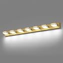 SineRise LED Modern Bathroom Vanity Light Fixtures, Modern Acrylic Bathroom Wall Lighting Fixtures Over Mirror, 7-Light, 55-Inch, Brass, White
